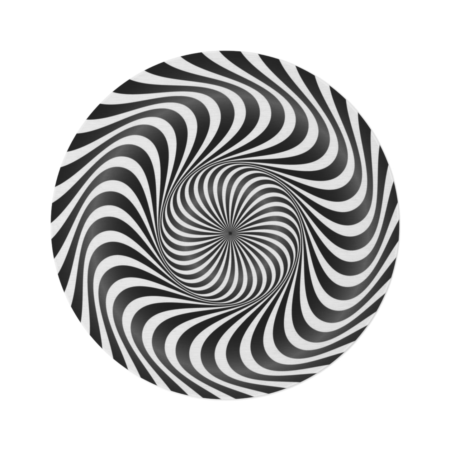 Optical Illusion Swirl Round Rug — Black & White Psychedelic Floor Mat