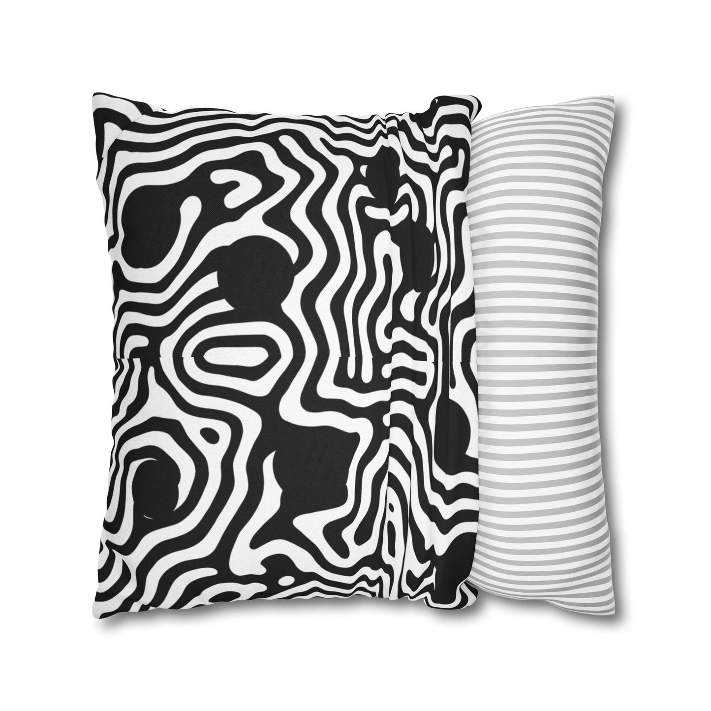 Abstract Black & White Swirl Pillowcase — Modern Geometric Throw Pillow Cover