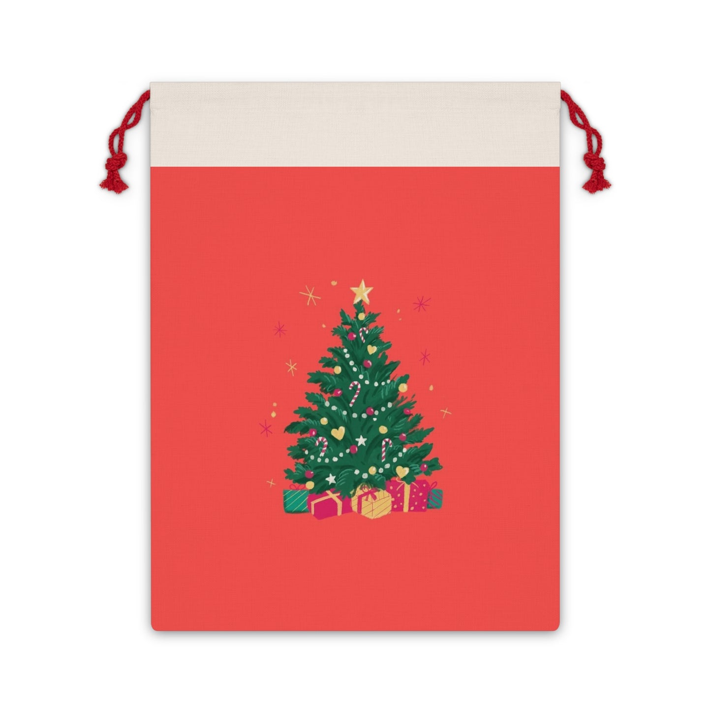 Christmas Tree Gift Bag — Holiday Drawstring Present Sack