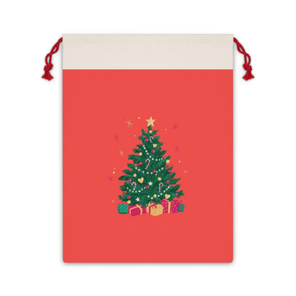 Christmas Tree Gift Bag — Holiday Drawstring Present Sack