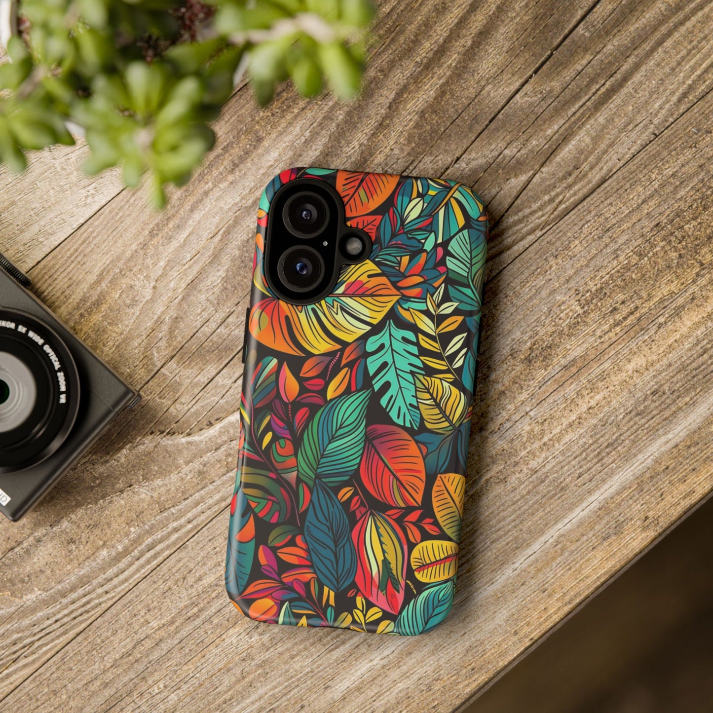 Colorful Tropical Leaves Phone Case — Vibrant Botanical Protective Cover