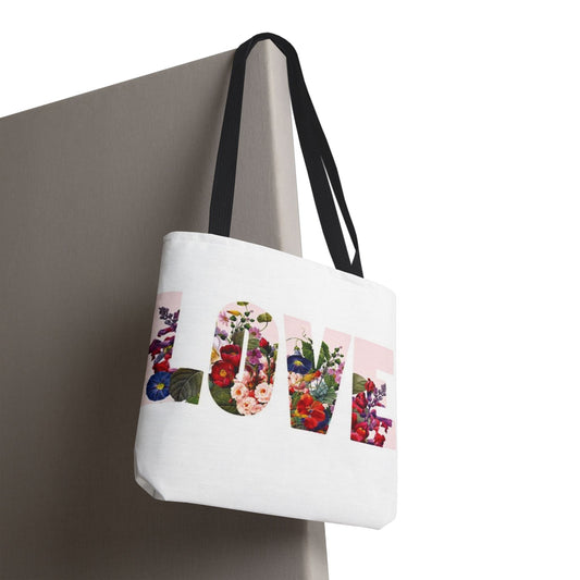 Floral 'LOVE' Print Tote Bag — Botanical Garden Canvas Tote