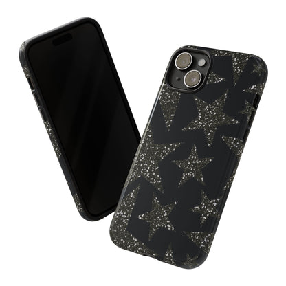 Glitter Star Tough Case — Black Sparkle Phone Case