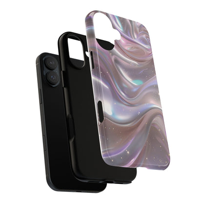 Iridescent Marble Tough Phone Case — Shimmery Swirl Protective Cover