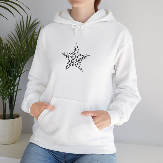 Leopard Star Hoodie — Minimal Animal Print Graphic Sweatshirt