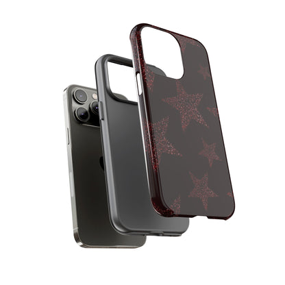 Glitter Red Star Tough Case — Shockproof iPhone Protective Cover
