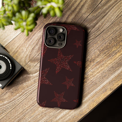 Glitter Red Star Tough Case — Shockproof iPhone Protective Cover