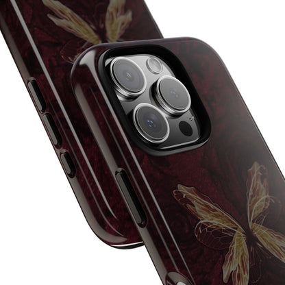 Butterfly Wing Tough Phone Case — Dark Maroon Protective iPhone Cover