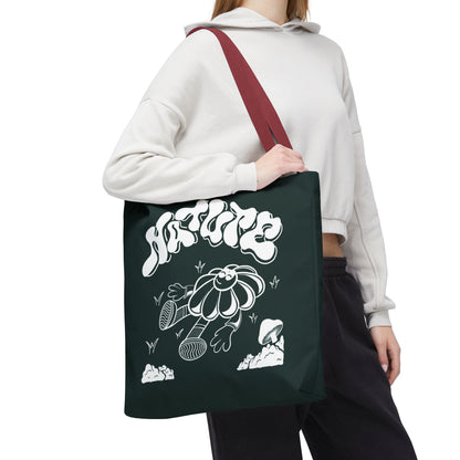 Nature Flower Tote Bag — Retro Smiling Daisy Graphic Tote