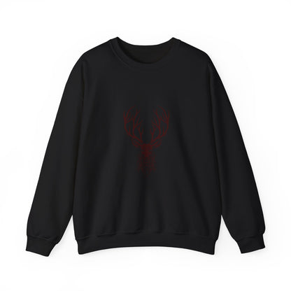 Deer Antler Graphic Crewneck Sweatshirt — Rustic Stag Illustration Pullover