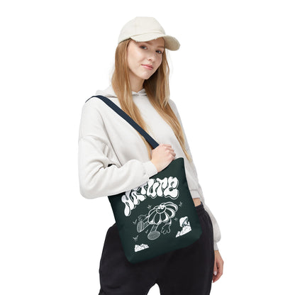 Nature Flower Tote Bag — Retro Smiling Daisy Graphic Tote