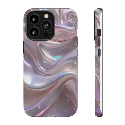 Iridescent Marble Tough Phone Case — Shimmery Swirl Protective Cover