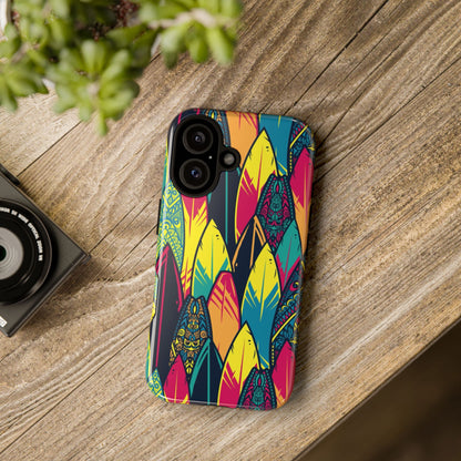 Colorful Surfboard Pattern Tough Phone Case — Tropical Beach Vibe