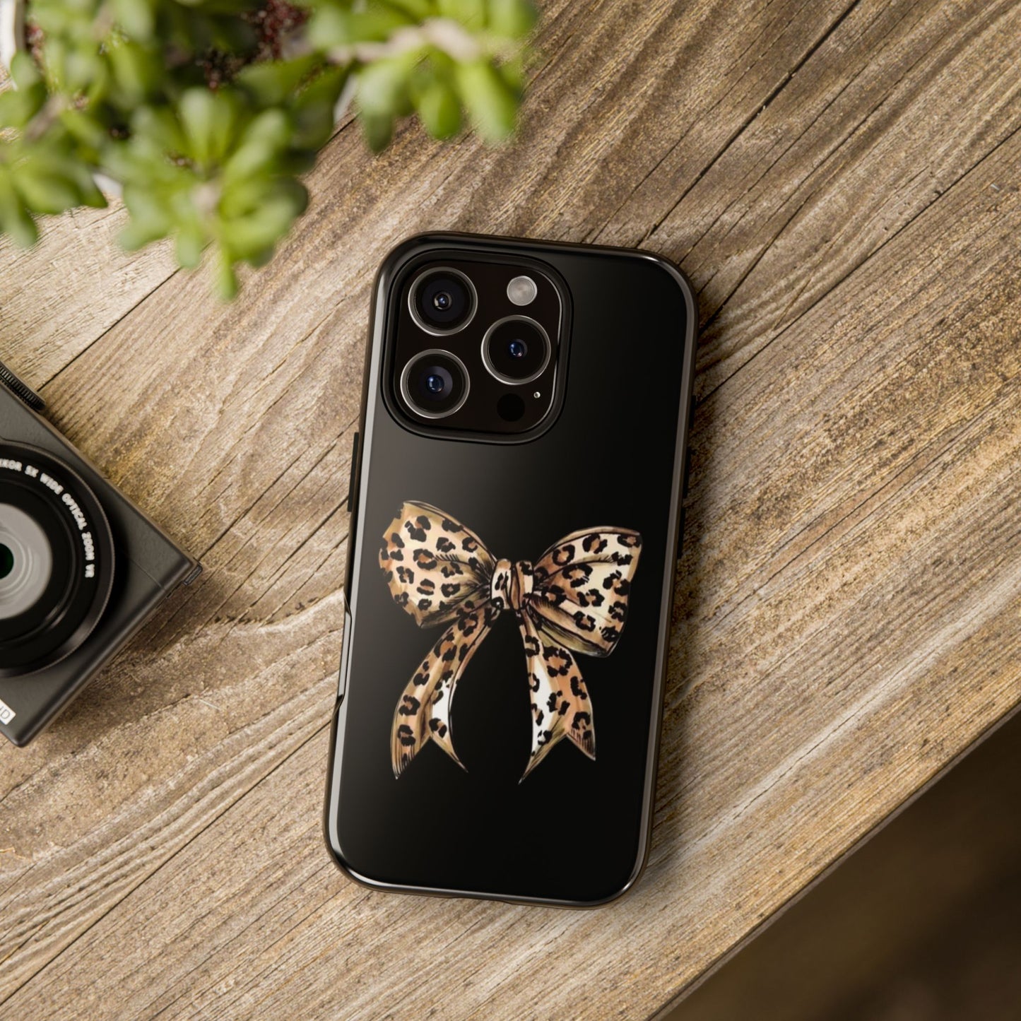 Leopard Bow Phone Case — Chic Animal Print Protective Cover