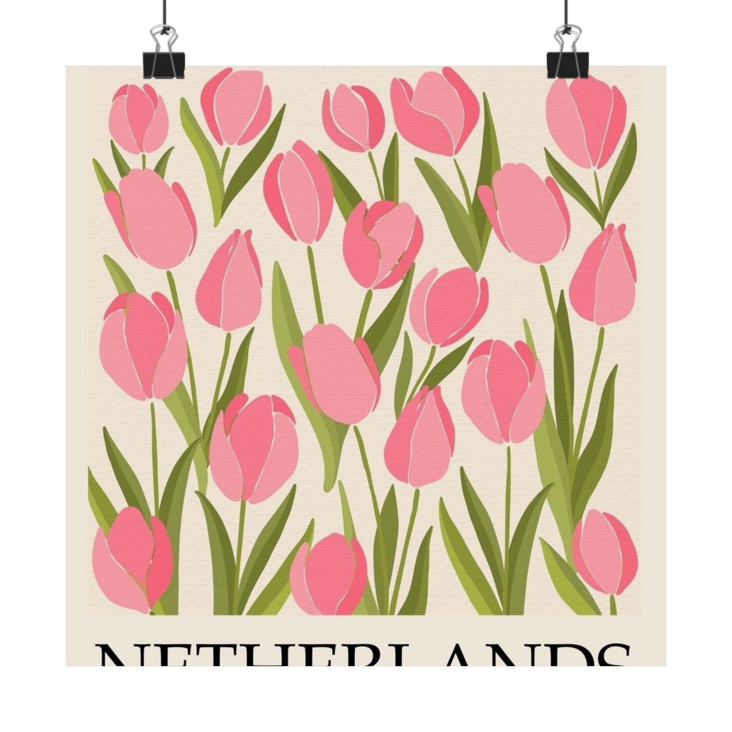 Netherlands Flower Market Poster – Pink Tulip Matte Vertical Art Print