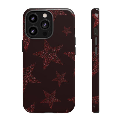 Glitter Red Star Tough Case — Shockproof iPhone Protective Cover