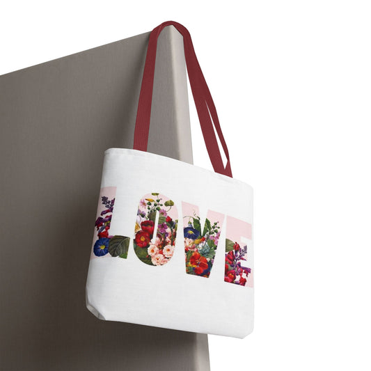 Floral 'LOVE' Print Tote Bag — Botanical Garden Canvas Tote