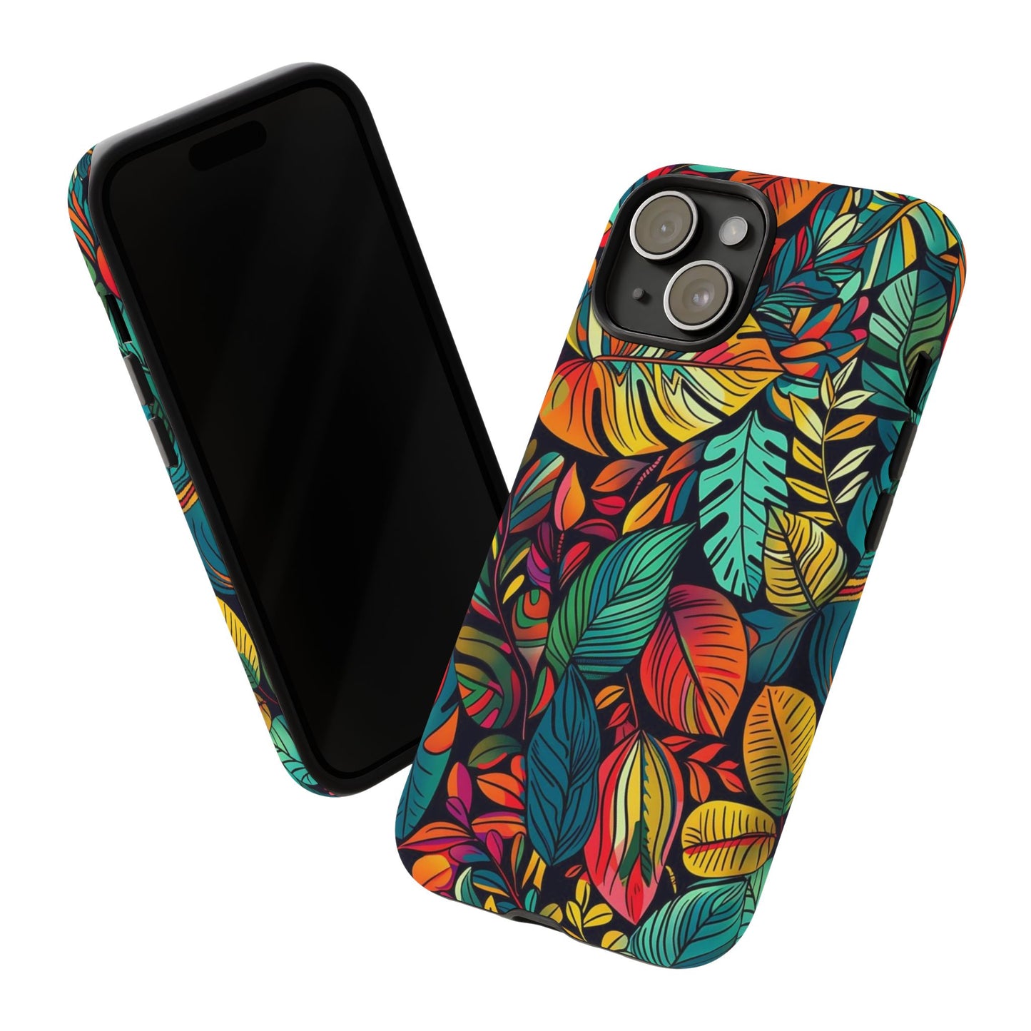 Colorful Tropical Leaves Phone Case — Vibrant Botanical Protective Cover