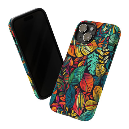 Colorful Tropical Leaves Phone Case — Vibrant Botanical Protective Cover