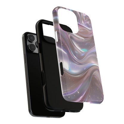 Iridescent Marble Tough Phone Case — Shimmery Swirl Protective Cover
