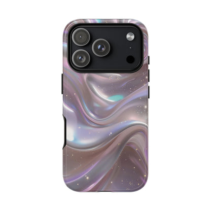 Iridescent Marble Tough Phone Case — Shimmery Swirl Protective Cover