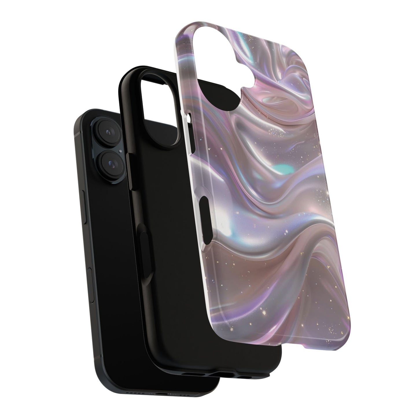 Iridescent Marble Tough Phone Case — Shimmery Swirl Protective Cover