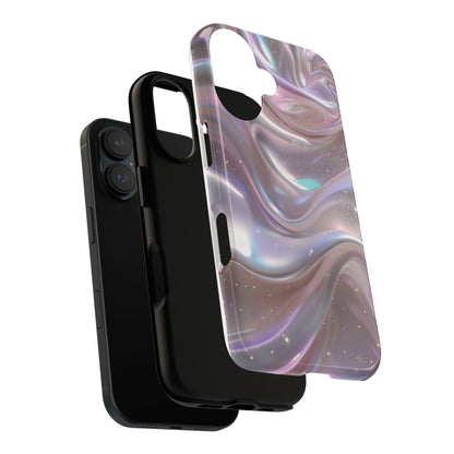 Iridescent Marble Tough Phone Case — Shimmery Swirl Protective Cover
