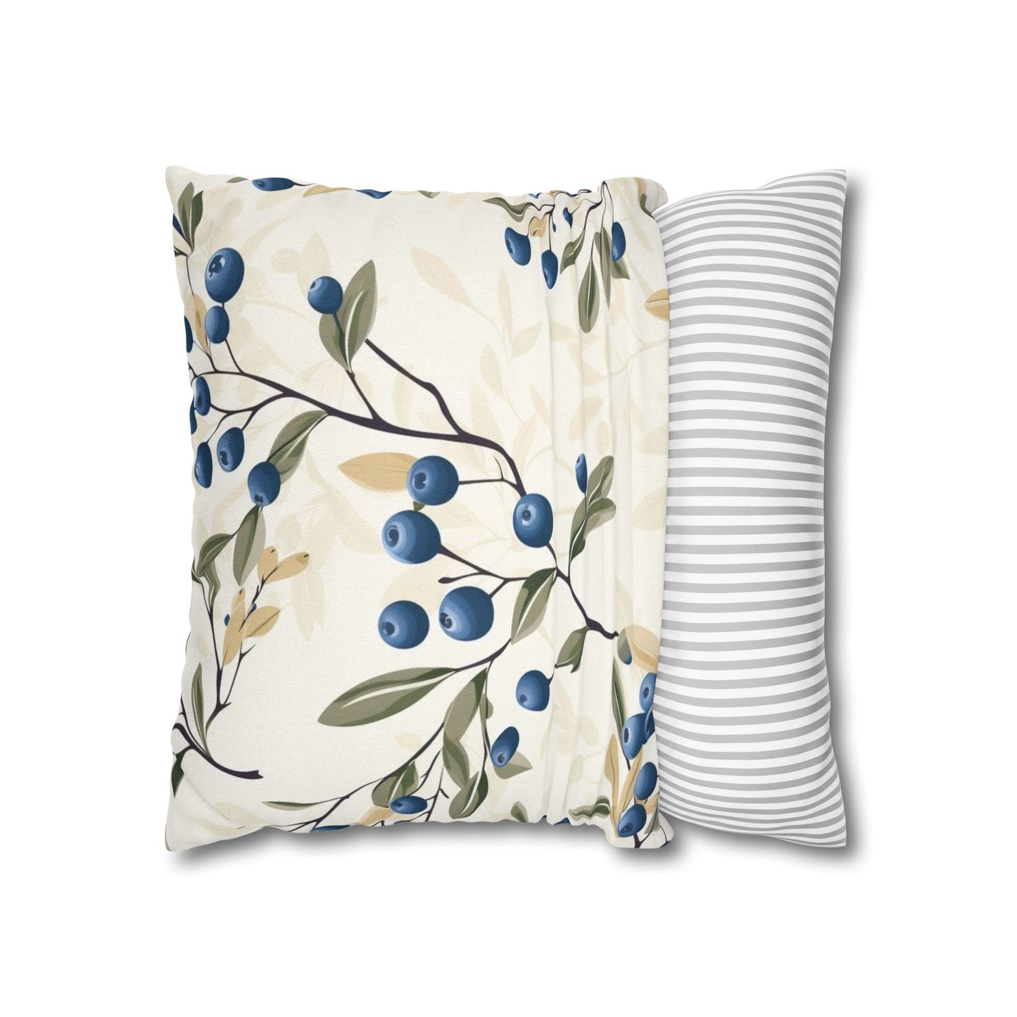 Blueberry Branch Decorative Pillowcase — Floral Throw Pillow Cover