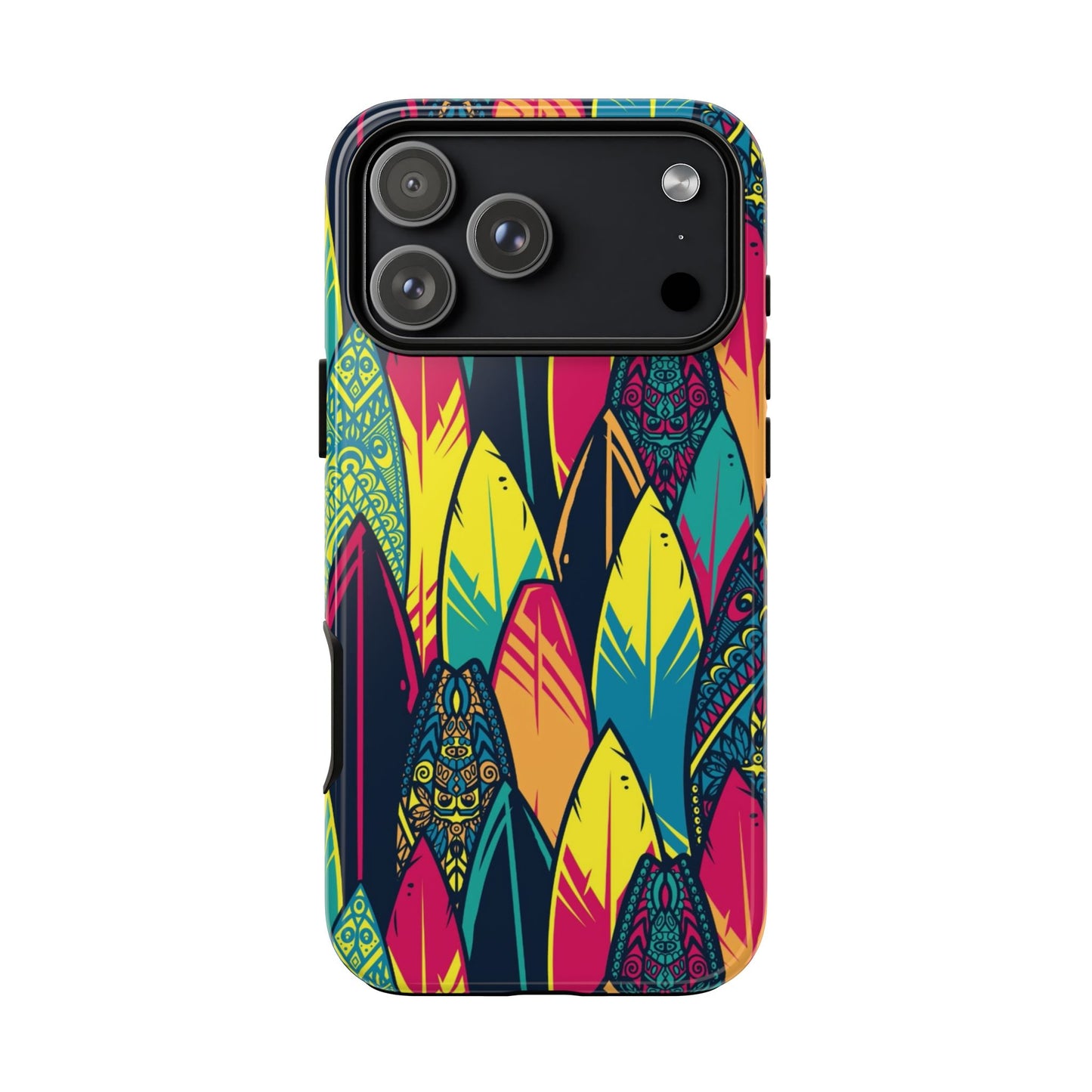 Colorful Surfboard Pattern Tough Phone Case — Tropical Beach Vibe
