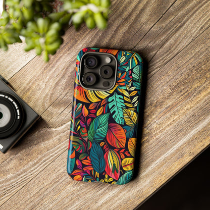 Colorful Tropical Leaves Phone Case — Vibrant Botanical Protective Cover