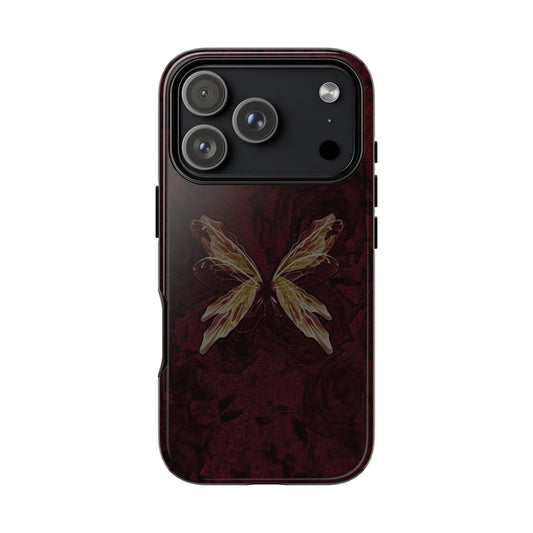 Butterfly Wing Tough Phone Case — Dark Maroon Protective iPhone Cover