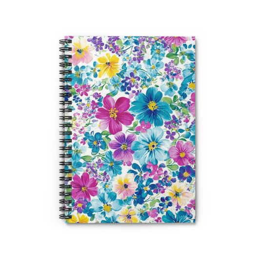 Floral Spiral Notebook - Colorful Watercolor Flowers Ruled Journal
