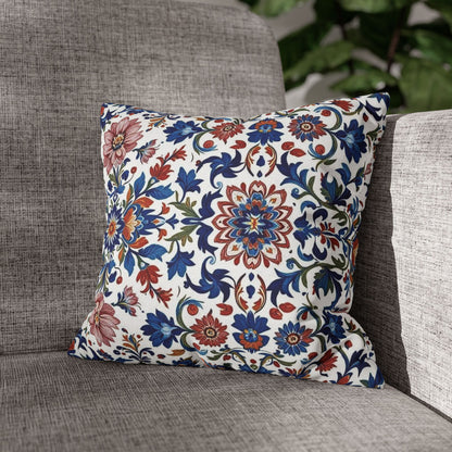 Floral Medina Decorative Pillowcase — Blue & Rust Turkish Tile Pattern