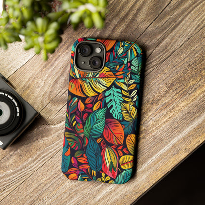 Colorful Tropical Leaves Phone Case — Vibrant Botanical Protective Cover