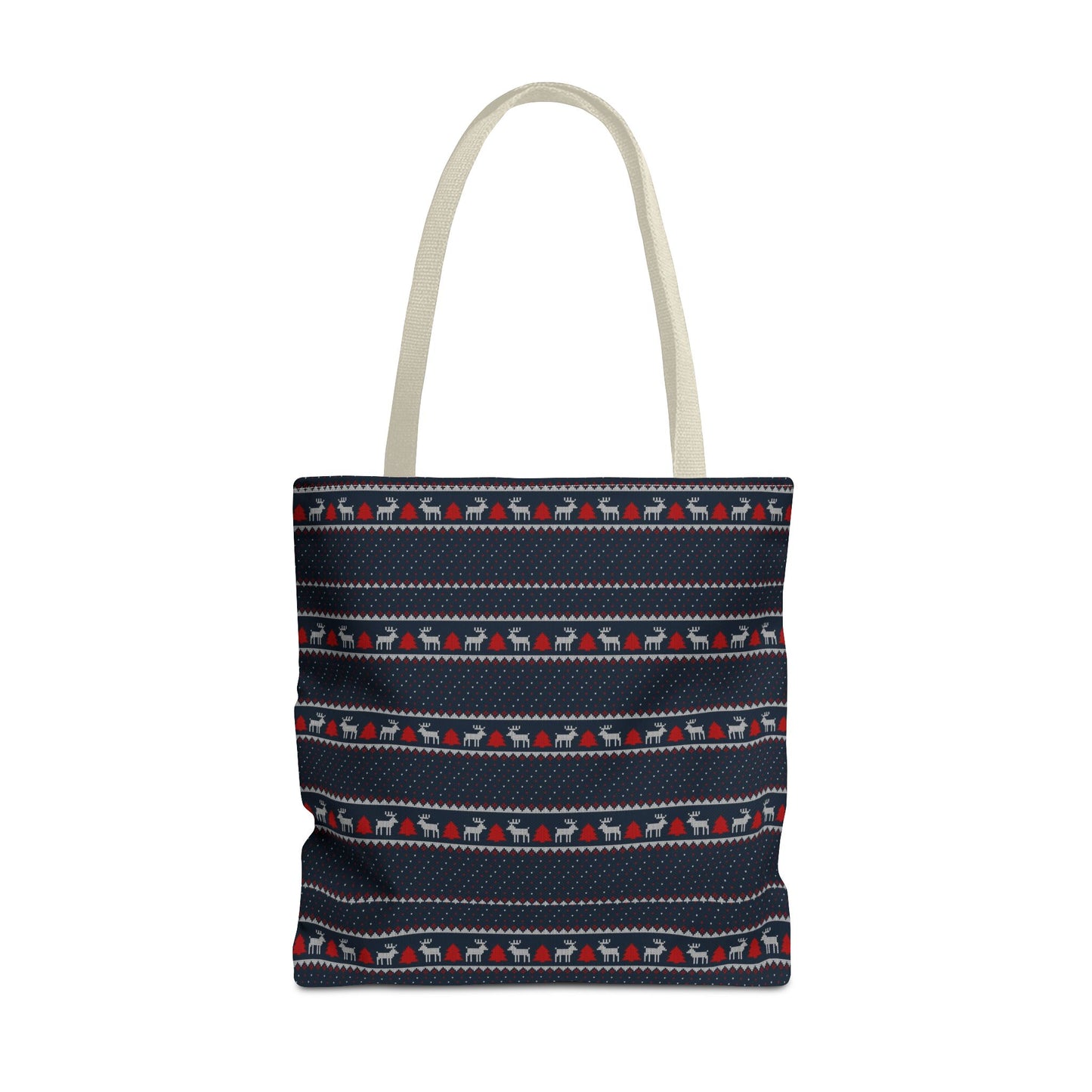 Holiday Reindeer Stripe Tote Bag — Festive Christmas Pattern Tote