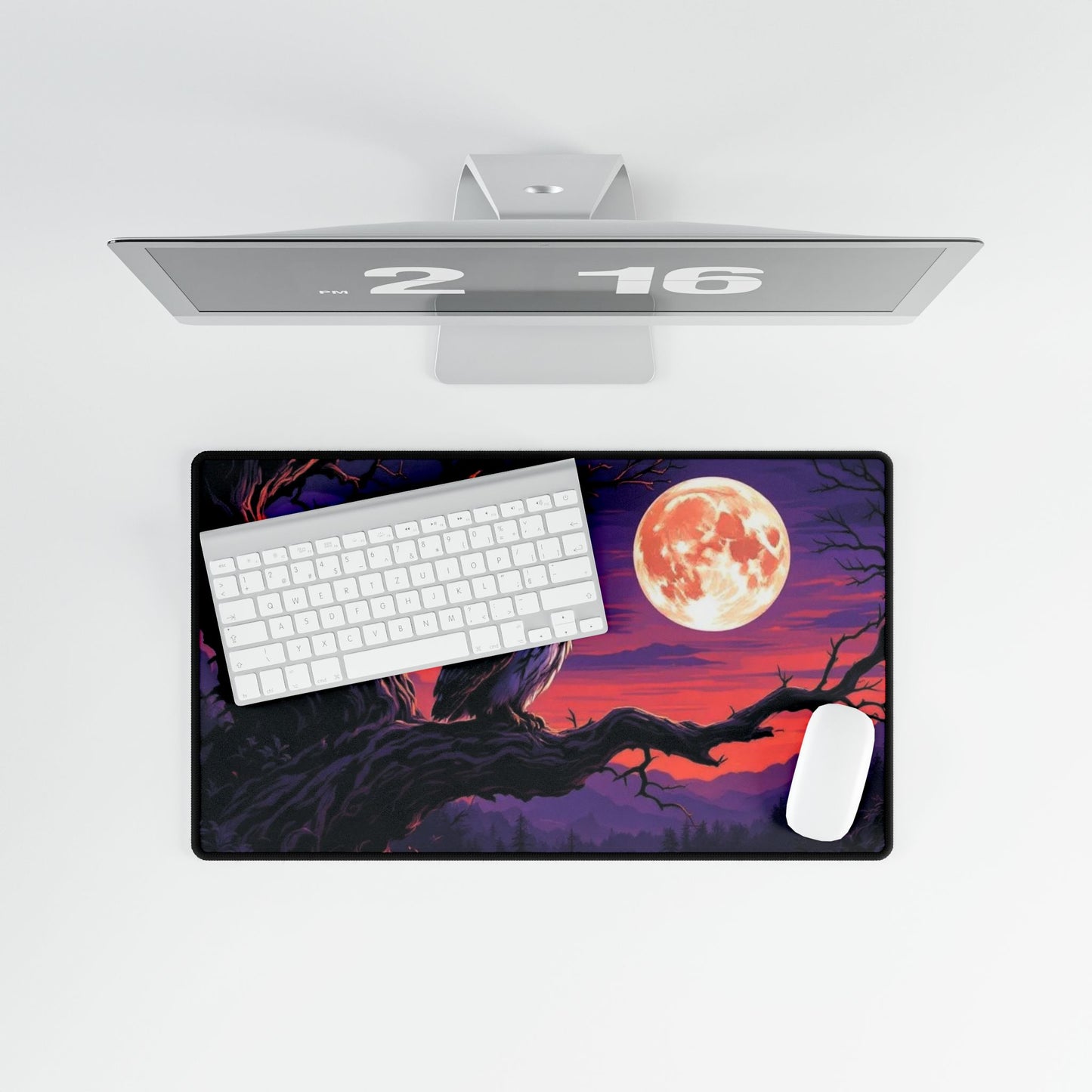 Owl Moon Desk Mat — Mystical Nightscape Desk Pad for Gamers & Creatives