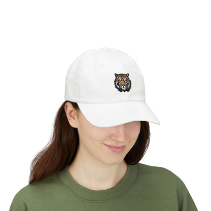Tiger Embroidered Dad Cap — Classic White Baseball Hat