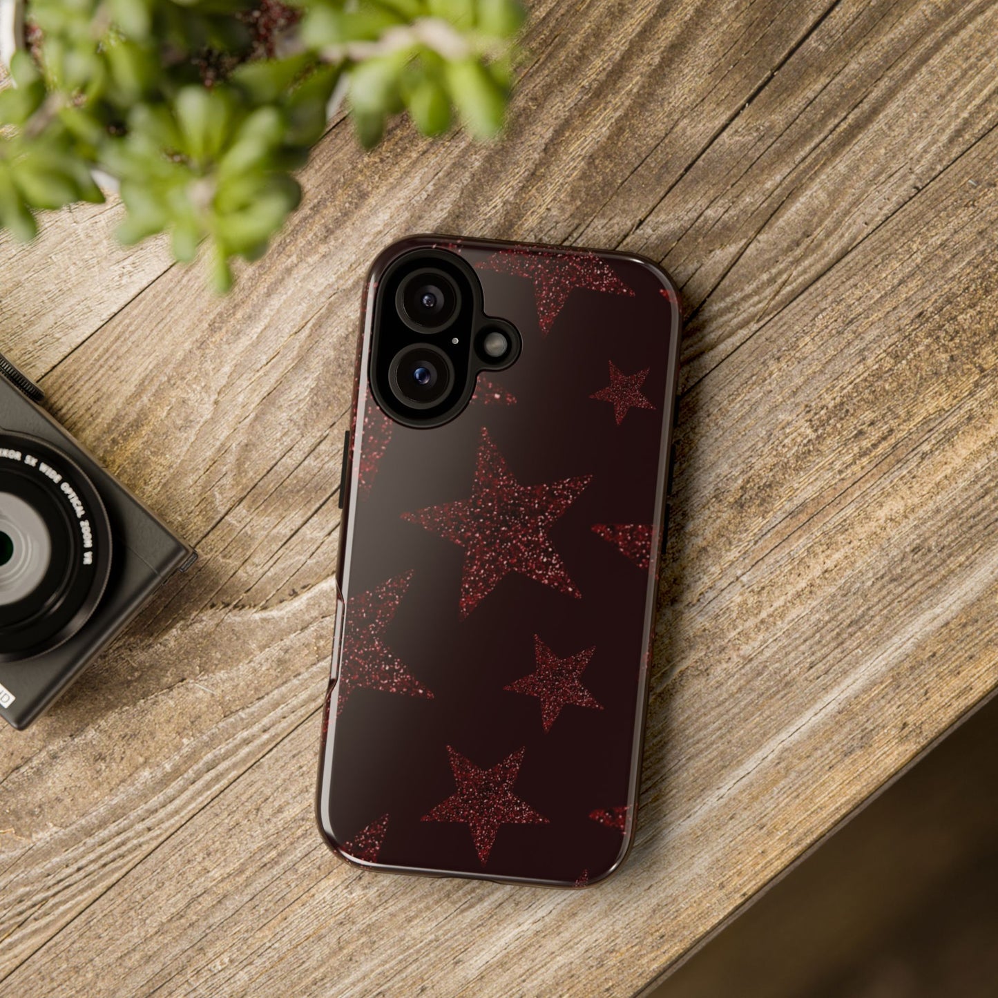 Glitter Red Star Tough Case — Shockproof iPhone Protective Cover