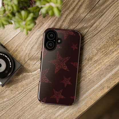 Glitter Red Star Tough Case — Shockproof iPhone Protective Cover