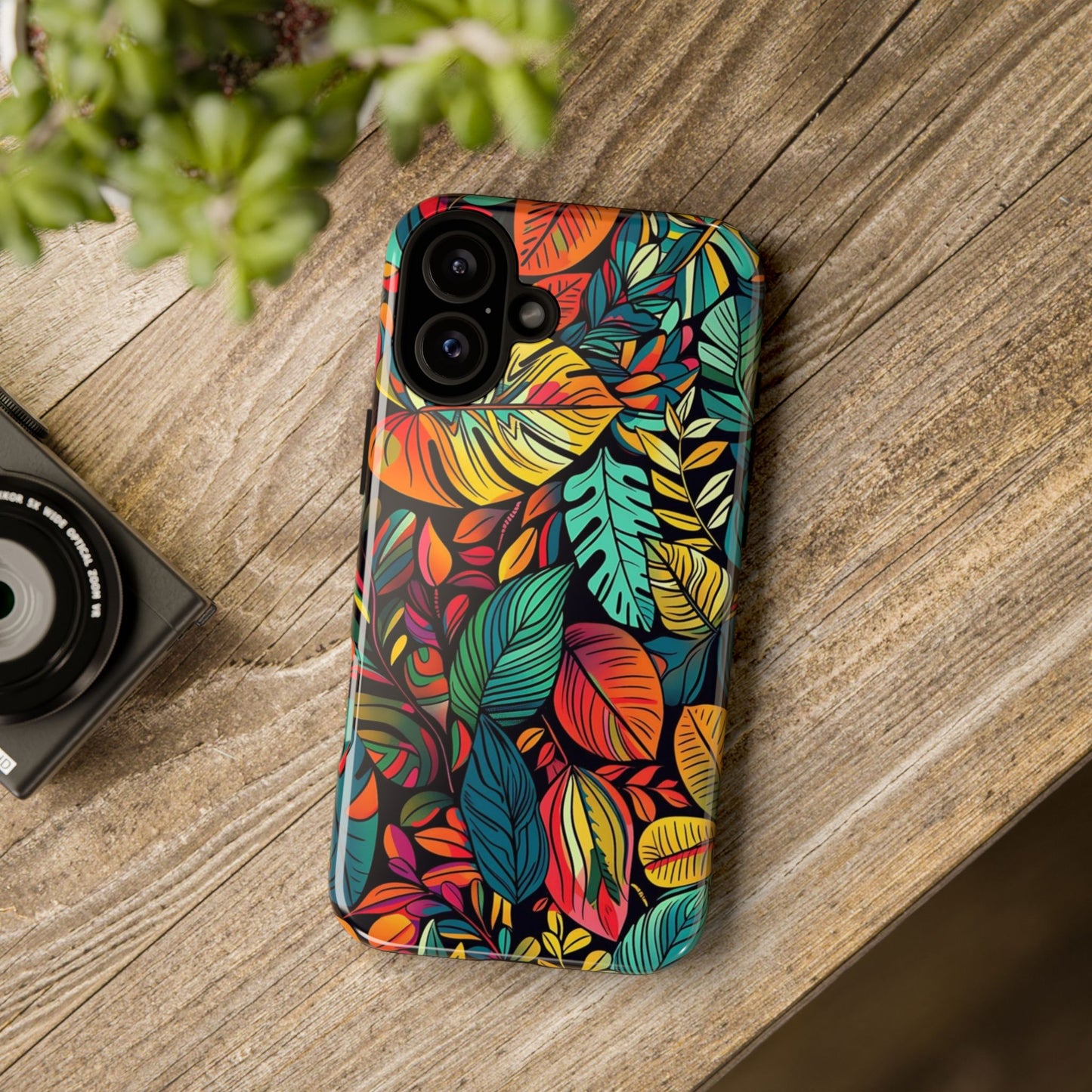 Colorful Tropical Leaves Phone Case — Vibrant Botanical Protective Cover