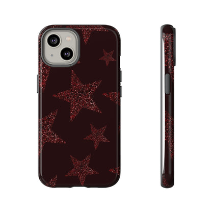 Glitter Red Star Tough Case — Shockproof iPhone Protective Cover
