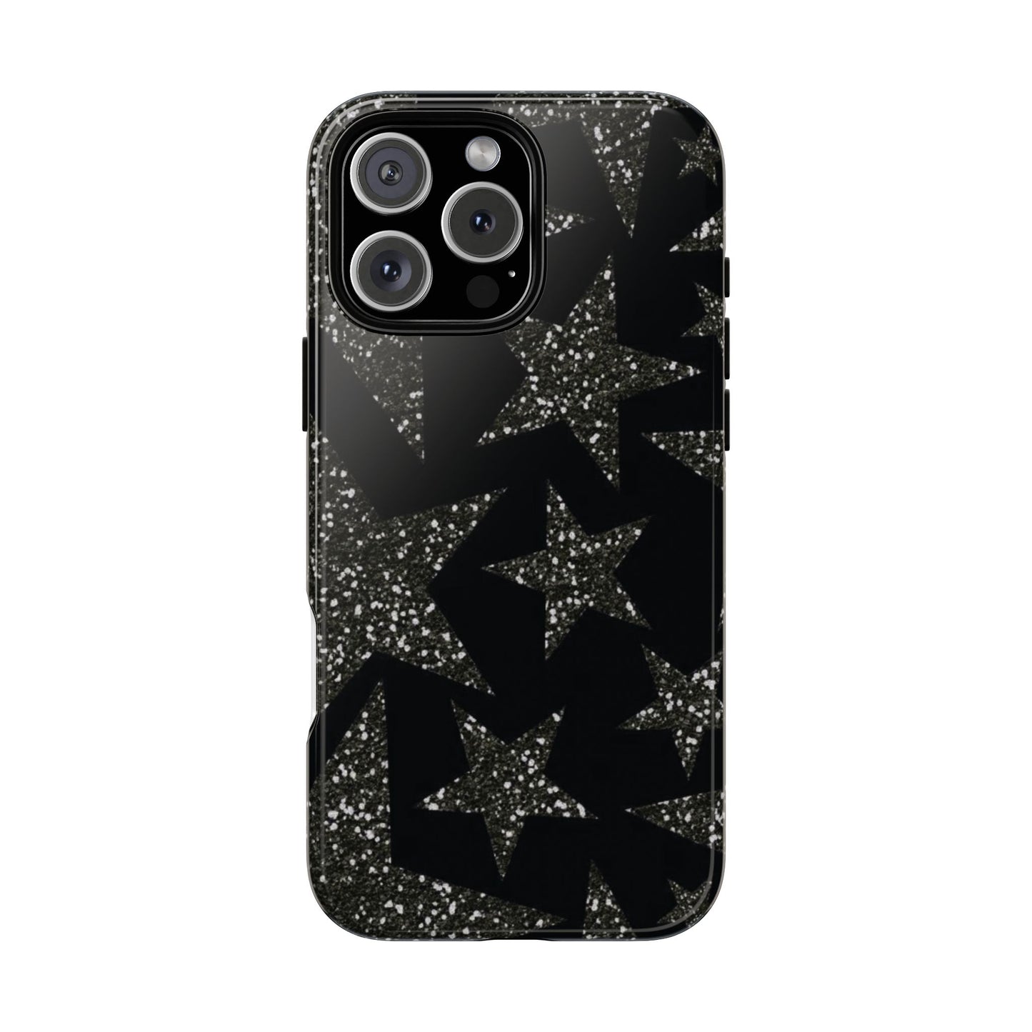 Glitter Star Tough Case — Black Sparkle Phone Case