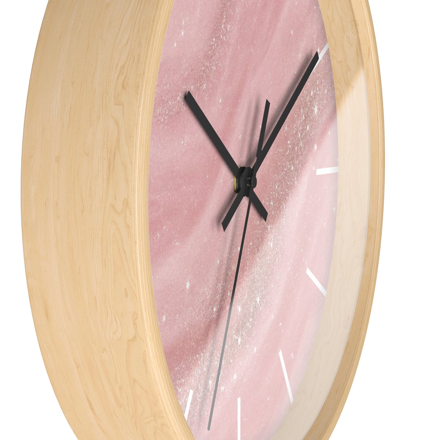 Pink Marble Wall Clock — Modern Minimal Accent Clock for Bedroom & Office