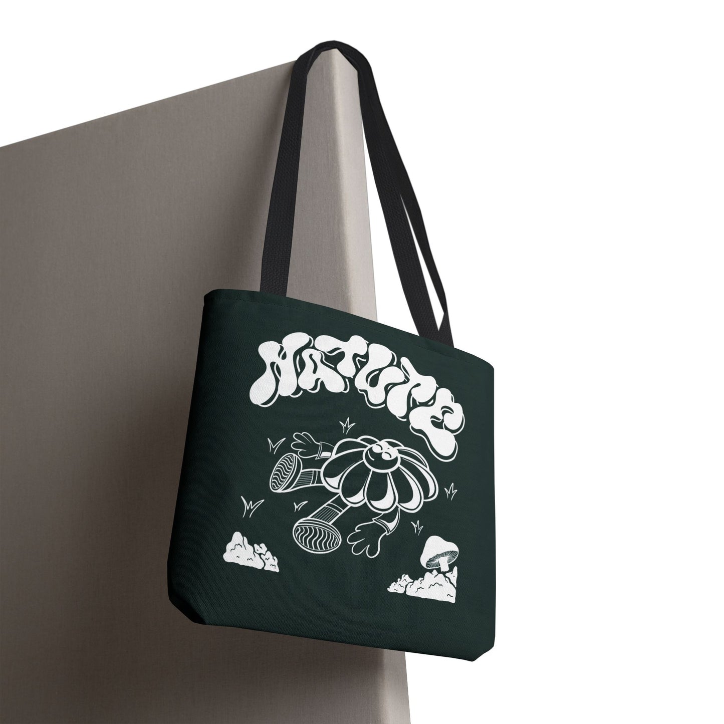 Nature Flower Tote Bag — Retro Smiling Daisy Graphic Tote