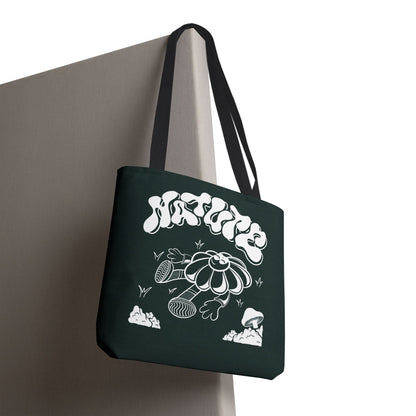 Nature Flower Tote Bag — Retro Smiling Daisy Graphic Tote