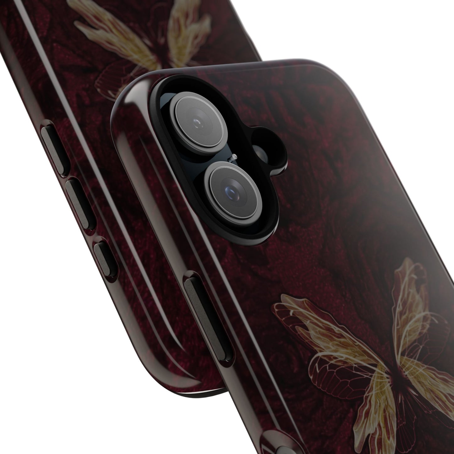 Butterfly Wing Tough Phone Case — Dark Maroon Protective iPhone Cover