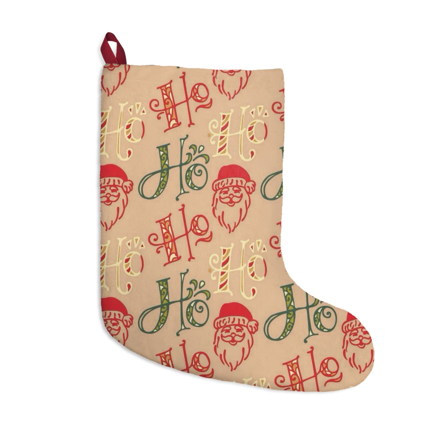 Ho Ho Santa Print Christmas Stocking — Festive Holiday Decoration