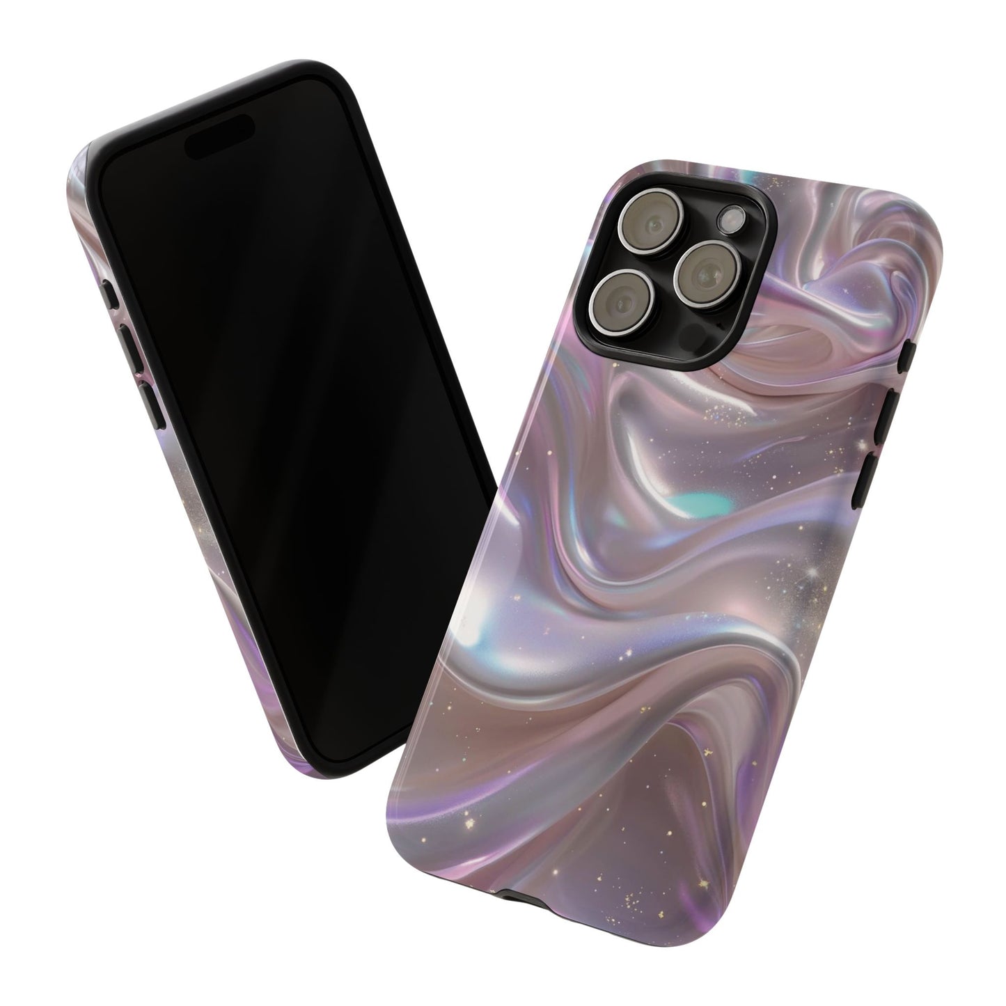 Iridescent Marble Tough Phone Case — Shimmery Swirl Protective Cover