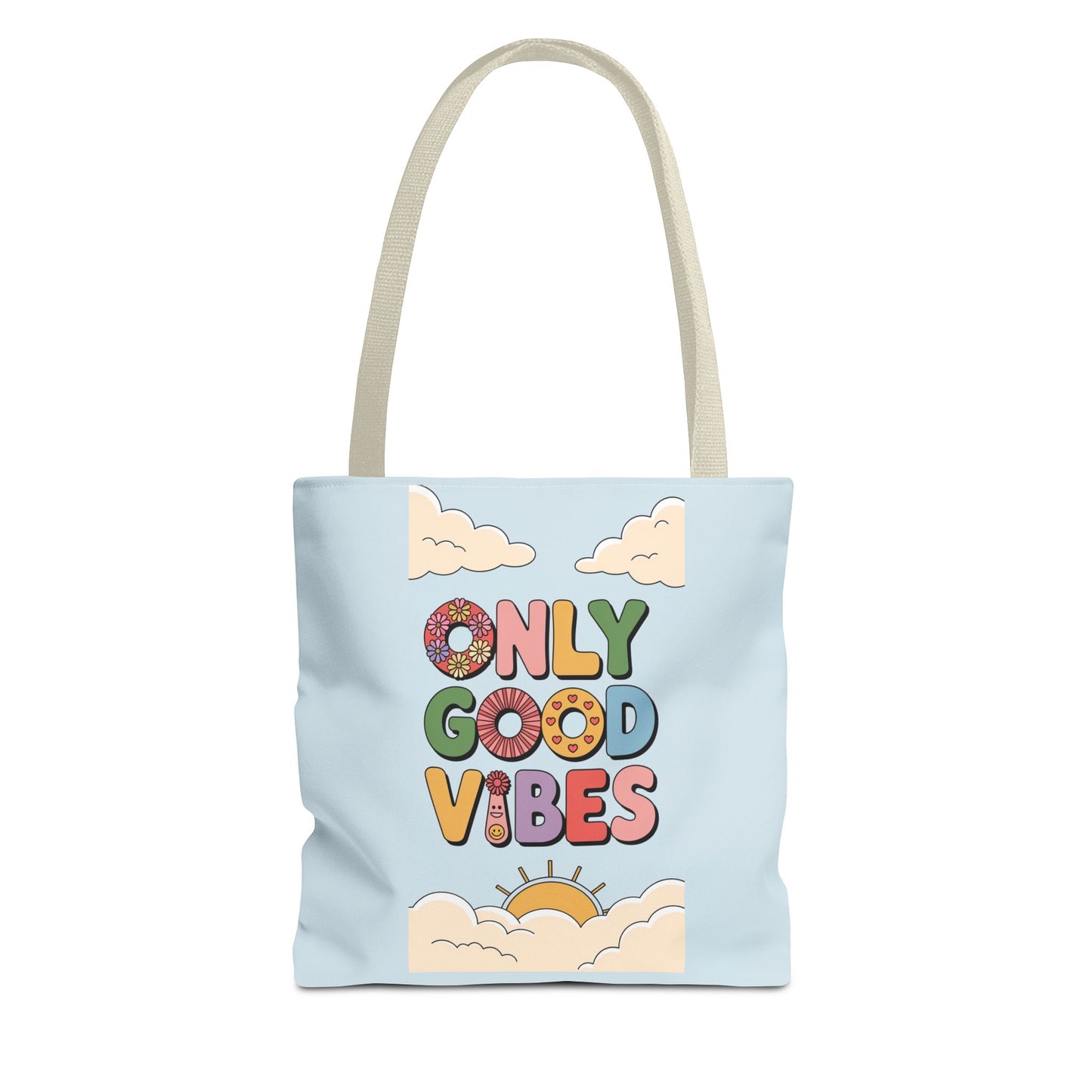 Only Good Vibes Tote Bag — Retro Sunny Peaceful Graphic Canvas Tote