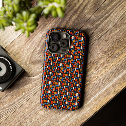 Geometric Retro Mosaic Tough Phone Case — Durable Colorful Protective Cover